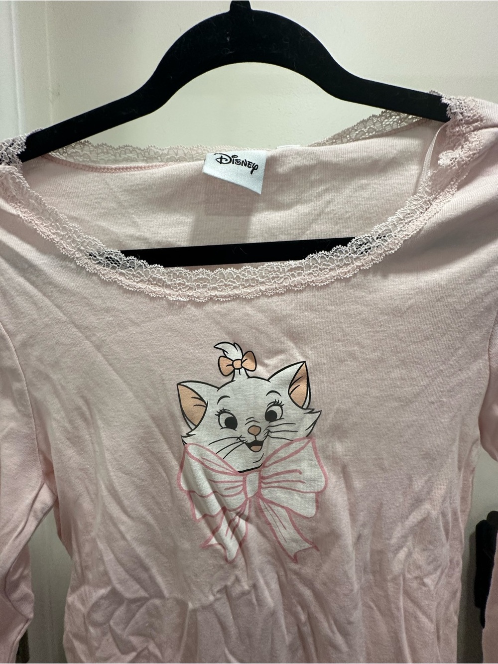 Disney Light Pink Marie Lace-Trim Graphic Tee